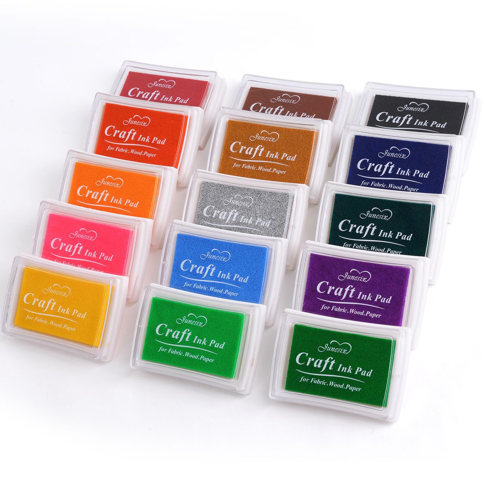 NIUBIER 15 Colors Craft Ink Pads, Washable Finger Stamp Pad for Kids Finger Painting, DIY Crafting, Paper, Wood Fabric, Rubber Stamps, Scrapbook Supplies